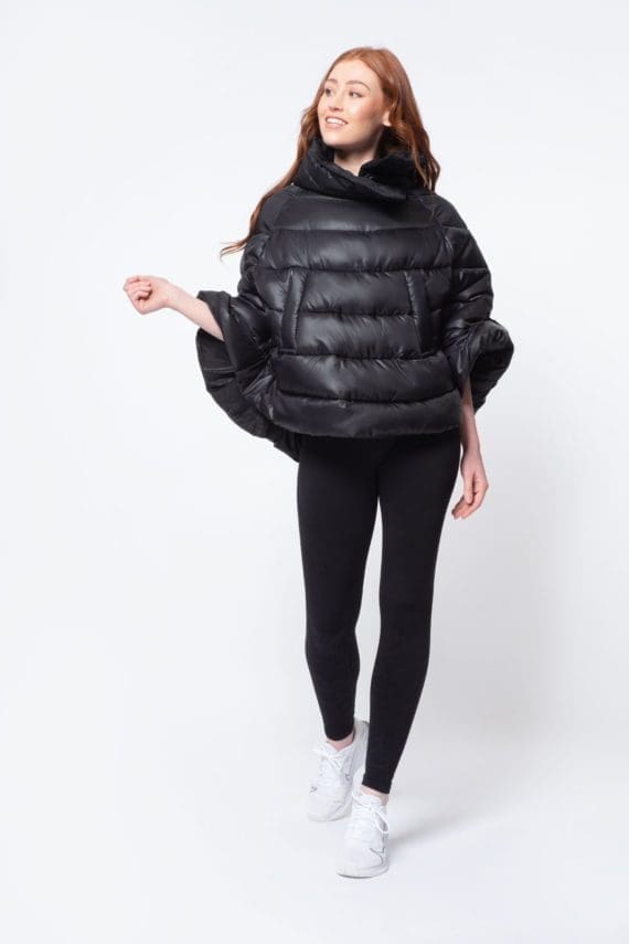Quilted Down Puffer Poncho Black5 Quilted Puffer Poncho