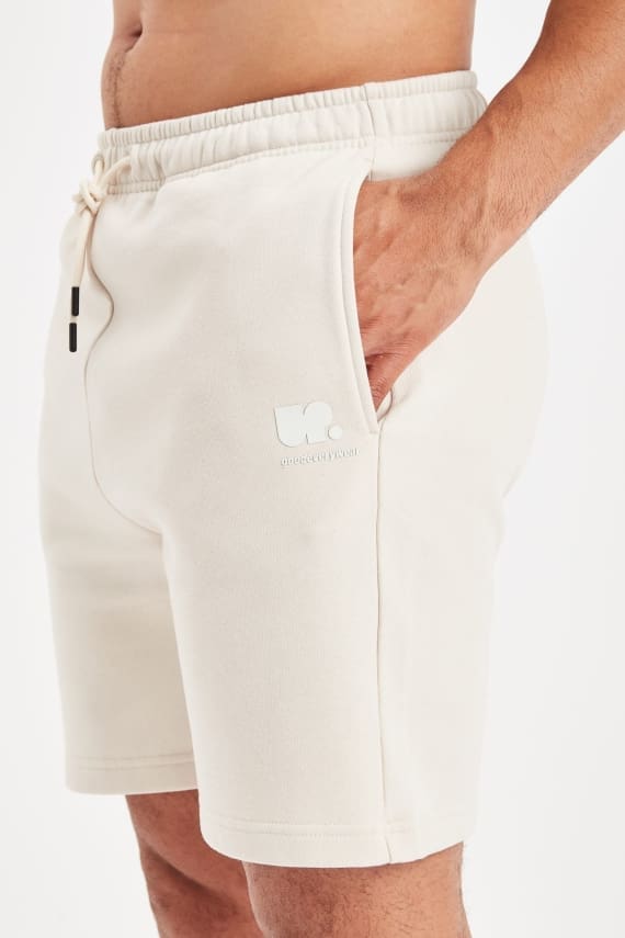 Organic Cotton Odourless Fleece Shorts. Stone