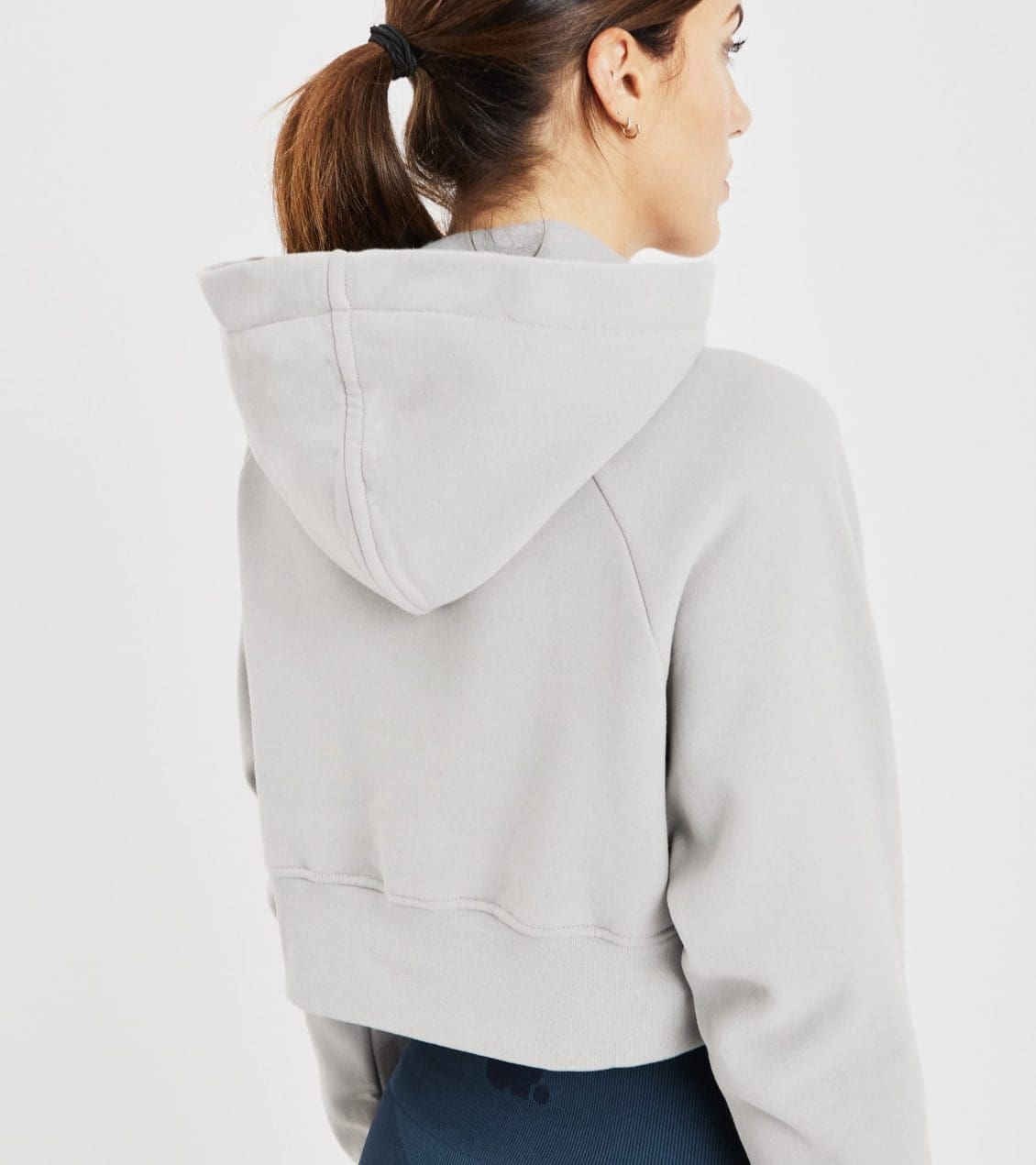 Cropped printed organic cotton-blend jersey hoodie