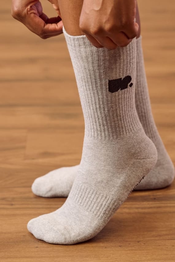 Universal Perf Nov23 6143 Edited Organic Cotton Athletic Socks. Grey