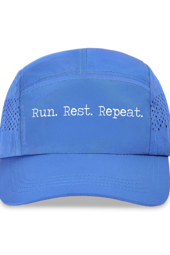 Run. Rest. Repeat Blue Outdoor Performance Cap. Colour: Blue